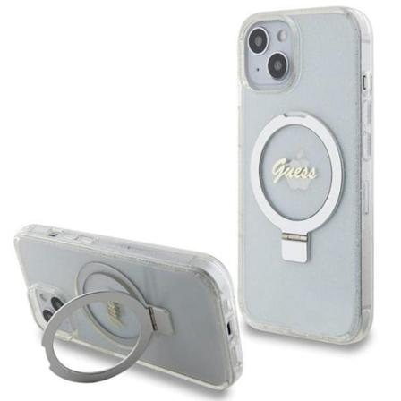 Guess iPhone 15/14/13 Mobilskal MagSafe Ringställ Script Glitter