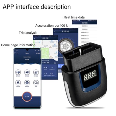 9-36V Langaton OBD2-skanneri Bluetooth-vikakoodinlukija OBD II -diagnostiikkatyökalu Pieni virrankulutus valmiustilassa digitaalisella näytöllä