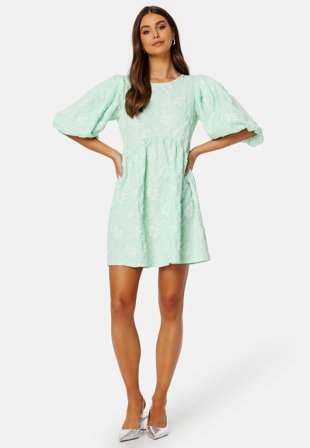 BUBBLEROOM Summer Luxe Puff Mini Dress Green Klær