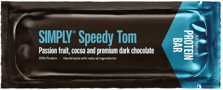 Simply Chocolate Proteinbar Speedy Tom Passionsfrugt 40 g, Helse & Madvarer, Protein & Energi, Energi- Og Proteinbarer