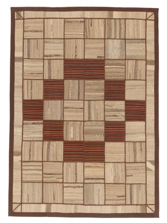 Kilim Patchwork Rug Modern Brown/Orange (Wool, Persia)
