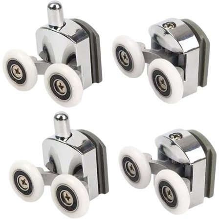 Dusjruller med dobbel skyvedør 4 stk. 2 øvre og 2 nedre 23 mm 2 topp 2 bunn