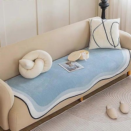 Ensfarvet Chenille Anti-katteskrape Sofatrekk Sklisikker Universal Sofahåndkle Gulvmatte Kjæledyr Hund Barn Matte Beskyttelsesmatte