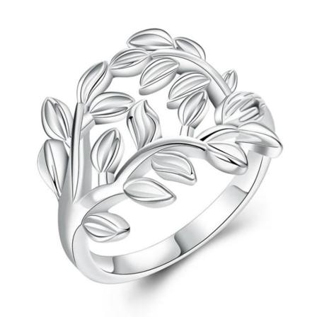 Unik Silver Ring - Blad & Löv - Speciell & Trendig - Stl 17,3 Silver
