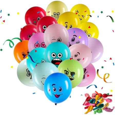 20 Stykker 30 cm Emotions Balloner, 6-12 Forskellige Designs til Fødselsdag, Baby Shower og Festdekoration (Smil)