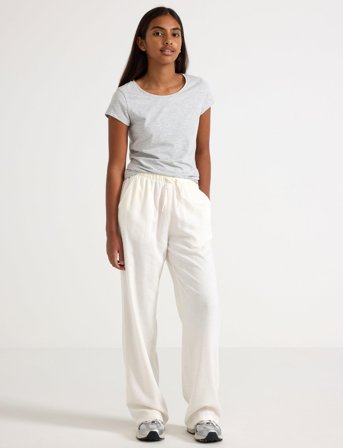 Lindex Trousers Linen Blend - White - 158