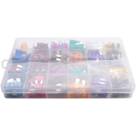 240 stk. bil mini sikring sikringsstik split sikringssæt (2A/3A/5A/7.5A/10A/15A/20A/25A/30A/35A/40A) med sikringstrækker