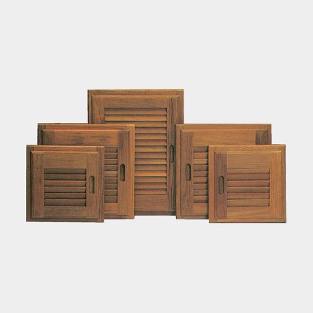 Portello in teak / porta a persiana con cornice Roca, teak, 381 x 508 mm (dimensioni esterne) / 355 x 485 mm (dimensioni di incasso), sinistra