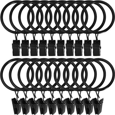 30-pack Ringar Gardinklämmor (Svart)