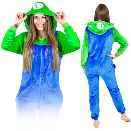 Herr Luigi Mario Kigurumi Onesie Pyjamas Jumpsuit Vuxen kostym M Mario Onesie kostym - L_MGF