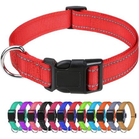 2 stk. Svart, hundekrage, Klassisk justerbar reflekterende nylonkrage egnet for mellomstore hunder, (m) 2,5 cm bredde
