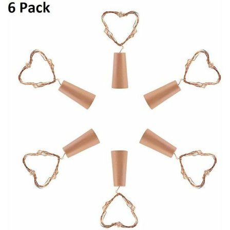 Set med 6 Flaskkork Ljusslingor Julbelysning, Dekorativa LED-lampor med Batteri 1m 20 LED Silvertrådsslinga för Guinguette Hemfest