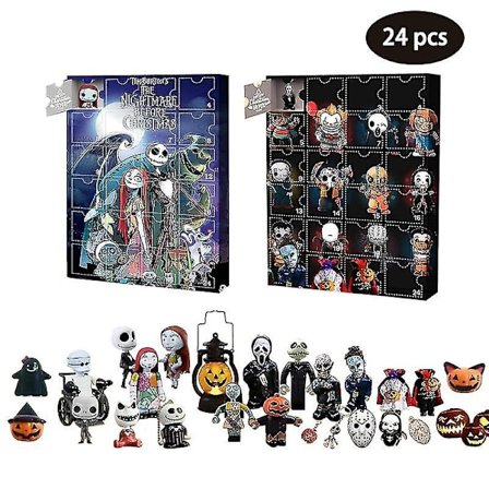 Halloween dukke adventskalender 2023 indeholder 24 gaver Nightmare Be kompatibel e Halloween adventskalender Halloween samlefigurer gaver kompatibel 