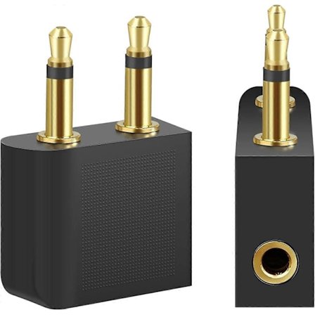 2-pakning T Tersely Gullbelagt Fly Hodetelefon Audio Adapter, Fly Hodetelefonkontakt Øretelefon Hodetelefon Audio | Konverter Flott Lyd på Alt