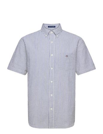 Reg Ut Seersucker Ss Shirt Kortermet Skjorte Marineblå GANT*Betinget Tilbud