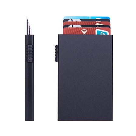 Magisk ID Bank Kreditkortshållare Smart Plånböcker Män Unisex ID-korthållare Fodral Metall Tunn Slim Pop Up Aluminium Minimalistisk Plånbok