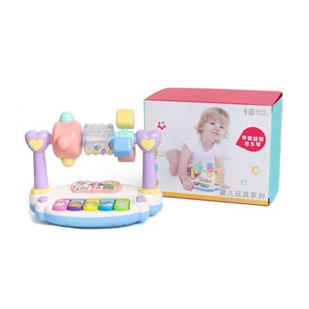 Multifunktionelt tastaturlegetøj til babyer, tidlig musikalsk klaverlegetøj med roterende vindmølle til 1-6 år, uafhængig farveæske (farve tilfældig)