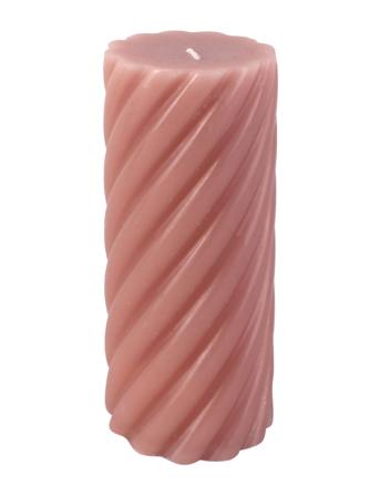 Pillar Candle Swirl 77H Home Decoration Candles Block Candles Lyserød Present Time
