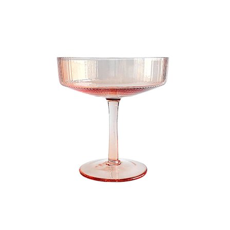 1 stk. 180 ml Ribbet Martiniglas, Sæt med 4, Vintage Coupéglas, Krystal Cocktailglas med Fod, Klart Vinglas Orange