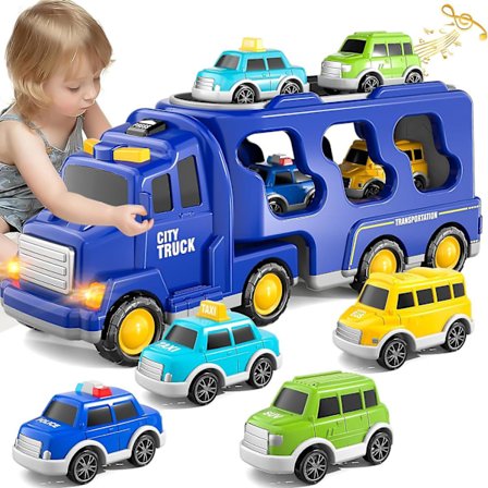 7 in 1 kuorma-auton kitkavoimalla toimiva leluauto, paloautolelut, rakennusautolelut, poliisiautolelut taaperoille, syntymäpäivälahjat lapsille