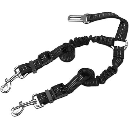 2,5*70 cm - Svart - Hundsele - Säkerhetsbälte för husdjur - Justerbart säkerhetskoppel - med elastisk bungee-buffert