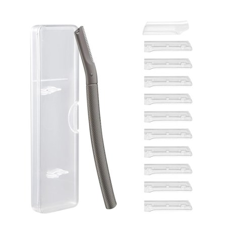 Øjenbrynskniv med 11 blade til kvinder og mænd, ansigts- og øjenbrynstrimmer, skridsikker ansigtsskraber med præcisionsdæksel, sort sort