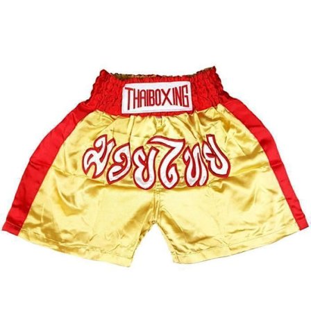 Traditionella thaiboxningsshorts Kickboxning Special Muay Thai MMA | Gul | Barn och vuxenstorlekar | Thailand