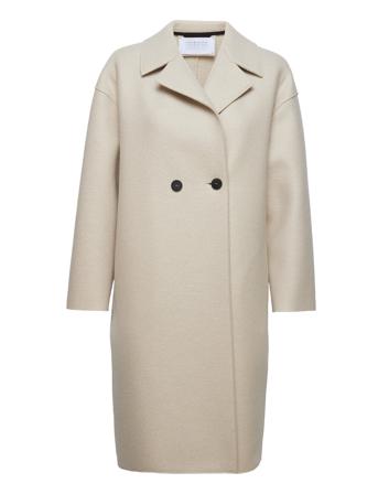 Women Dropped Shoulder D.b. Coat Pressed Wool Outerwear Coats Winter Coats Beige Harris Wharf London