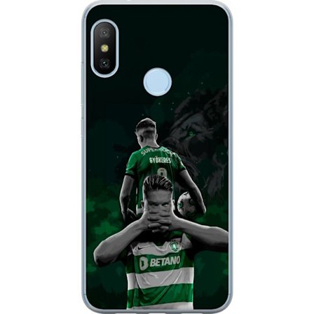 Yhteensopiva Puhelinkuori Xiaomi Mi A2 Lite Neonmotiivi, jossa teksti "Gaming is in my DNA" sinisenä ja punaisena tiiliseinällä, jossa loistava DNA-sp