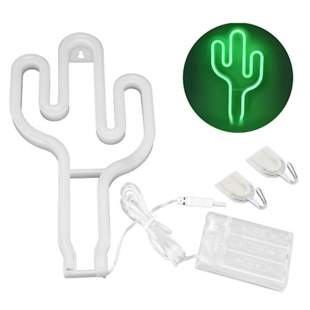 LED Kaktus Neonskilt Vegglampe Hjemmefest Dekor Nattlys