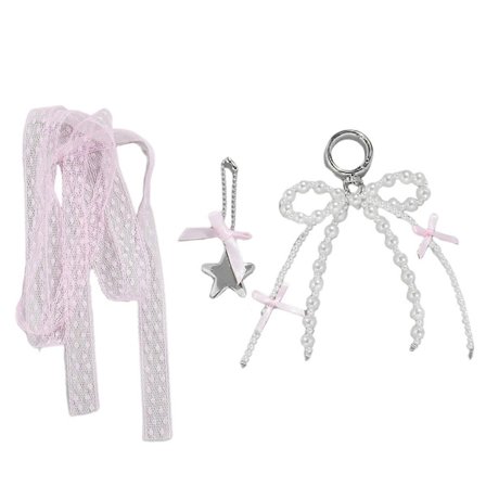 3 stk. Elegant Bowknot Hjerte Stjerne Nøglering Sæt Nøglering Tilbehør Moderigtig Taske Vedhæng Tilbehør til Kvinder Piger