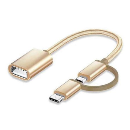 USB Adapter Nylon Flettet USB Kabel Metalhus Rejsevenlig Guld MultiColor Til Rejser Og Data Backup