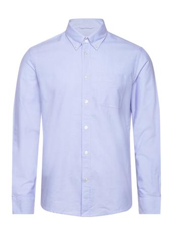 Regular Fit Oxford Cotton Shirt Tops Shirts Casual Blue Mango