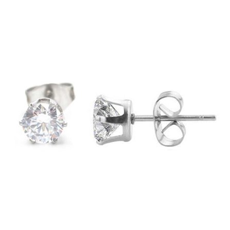 2-pack Silver Kristall Piercing Örhänge Piercingsmycke - 5mm