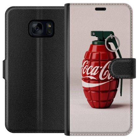 Kompatibelt Lommeboketui til Samsung Samsung Galaxy S7 Kunstnerisk illustrasjon av Coca Cola granateple i rødt og grønt, pop art inspirert motiv med