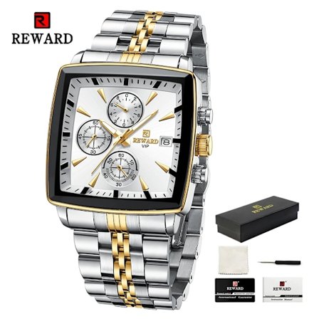 2023 Uusi REWARD ruostumattomasta teräksestä valmistettu miesten kello Muoti rannekello Vedenpitävä Valoisa Kronografi Päivämäärä Urheilukello-KK-