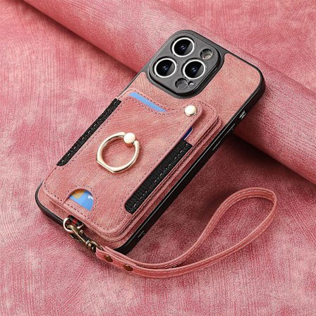 Plånbok Rfid Kreditkortshållare Ring Stativ Phone case För Iphone 15 Pro/15 Pro Max 15 Ultra Med handledsrem