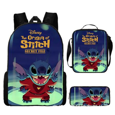 Stitch reppu, koululaukku, kynäpussi, lounaslaukku, 3 osainen setti Starry Röd