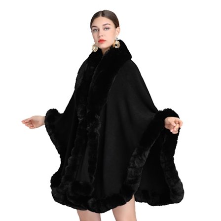 Dam finstickad fuskpäls Cape Cardigan tröja