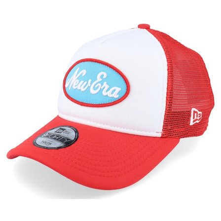 New Era - Rood trucker Cap - Kids Oval White/Flame Red Trucker @ Hatstore