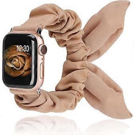 Kompatibel med Apple Watch armband 38/40/41mm med fjärilsrosett/kaninöron tyg elastiskt scrunchie armband kvinnor flicka iWatch Series SE 7 6 5 4