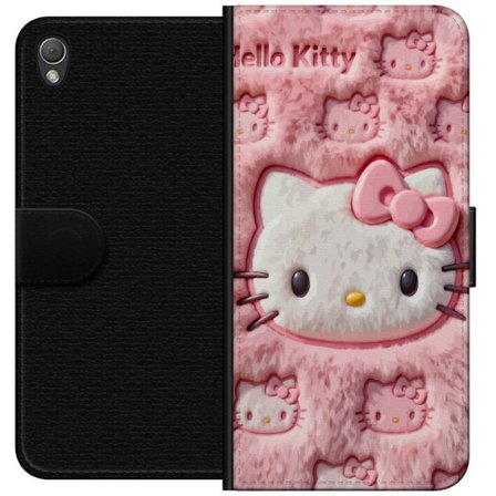 Kompatibelt Lommeboketui til Sony Xperia Z3 Hello Kitty rosa fluffy bakgrunn med ikoniskt ansikt og kawaii-estetikk