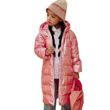 Lång kappa med dunhuva för barn pink 140cm
