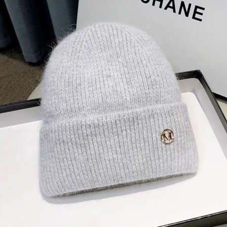 Ny mångsidig tjock varm mössa för höst och vinter, bokstavsstickad mössa, kvinnors öronskydd, vit stickad mössa