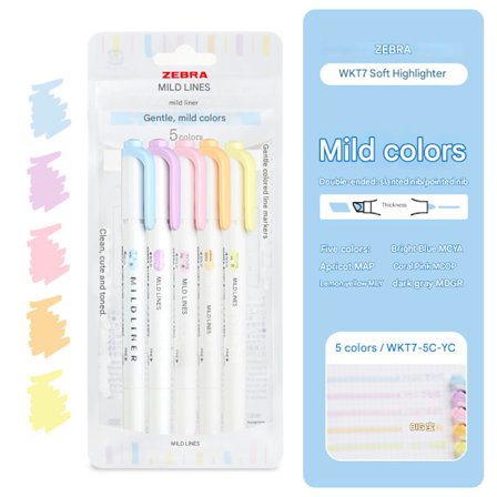 ZEBRA Pakke Markeringspenner 10 Vakre Farger Sett Flott for Tekstmarkering, Barn, Kontor, Høyskole Skole