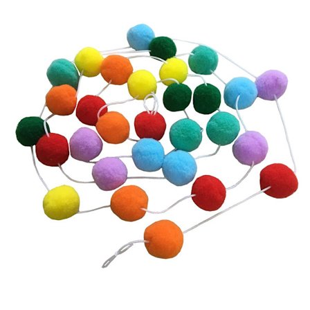 Uldfilt kugle guirlande farverige pom pom guirlande håndlavet til væg juletræ dekoration