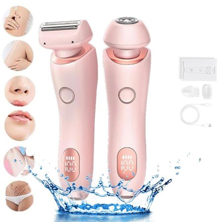Skineo Shaver Pro -naisten Beauty Bloom Skineo Shaver Pro, 2-in-1 tyylikäs kannettava sähköparranajokone (pinkki) -XF10-