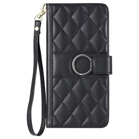 Etui til iPhone 14 Sort + kort snor Ring ins Wallet med kortholder Crossbody