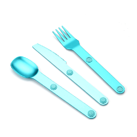 3 kpl kannettava set Connect Magneettinen haarukkalusikka Light blue