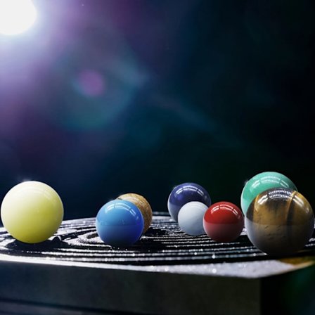 Aurinkokunnan planeettamalli, opettavainen tiedelelu, muoviset pallot